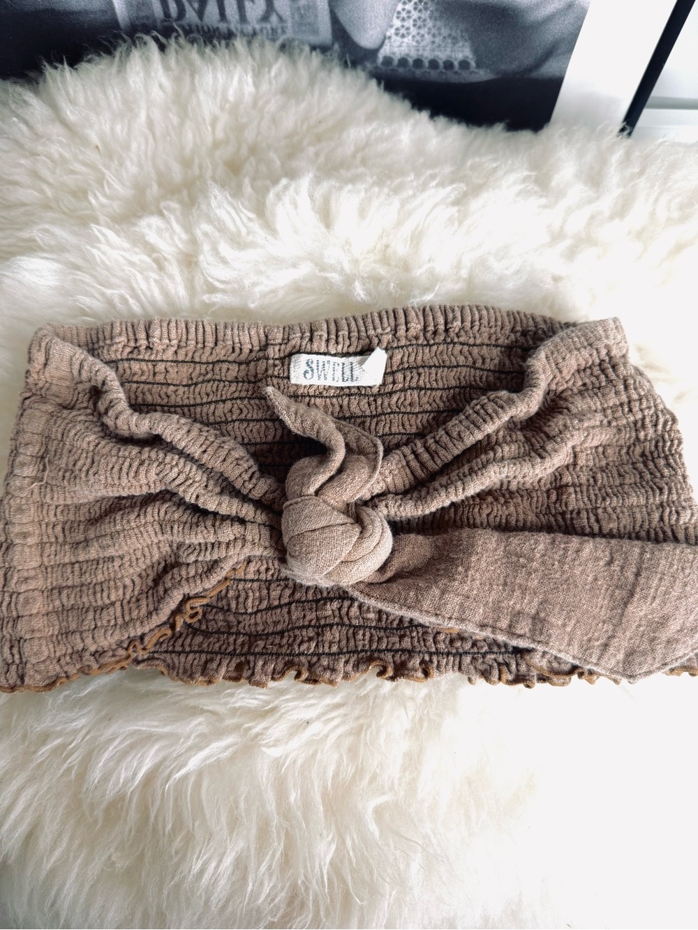Swell Knotted Stretch Headband in Taupe
